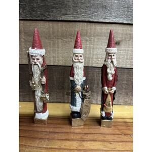 Pencil Santa Claus Vintage 7” Christmas Decoration Set Of 3